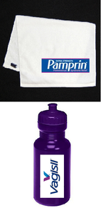 pamprin towel vagisil water bottle